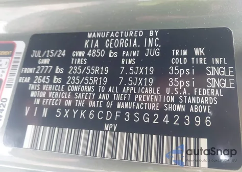 2025 Kia Sportage X-Line from USA, damaged, VIN 5XYK6CDF3SG242396